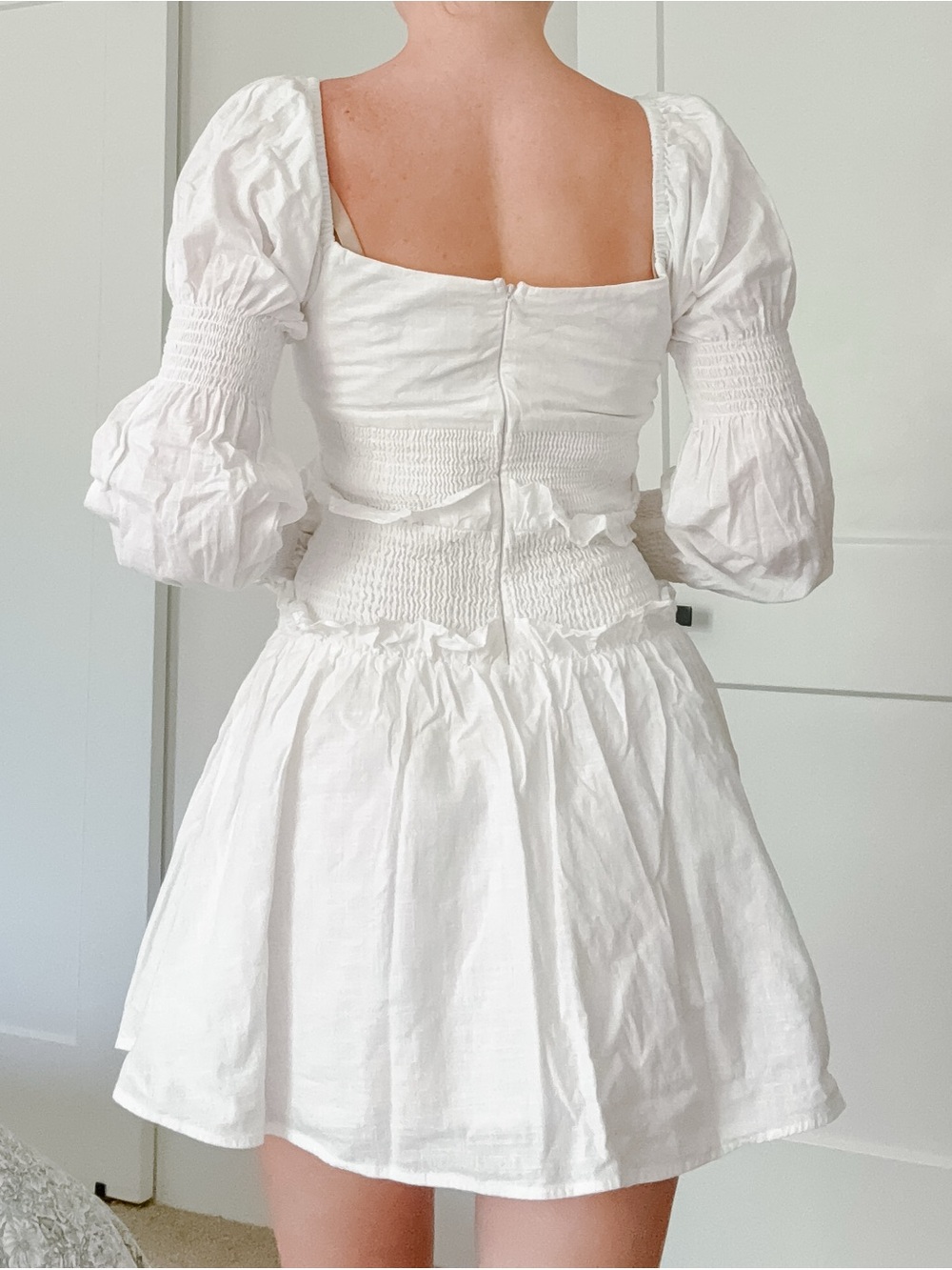 Sabo Skirt White Smocked Mini Dress - Picture 5 of 7